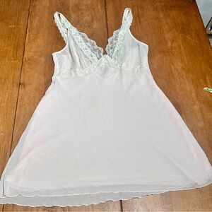 Soft Pink Gauzy Whimsical Lace Slip Dress (No Size Tag)